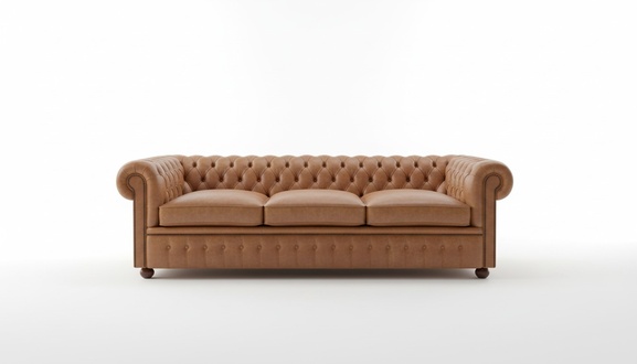 XXL Hellbraun Sofa 3 Sitzer Couch Chesterfield Polster Sitz Garnitur Leder