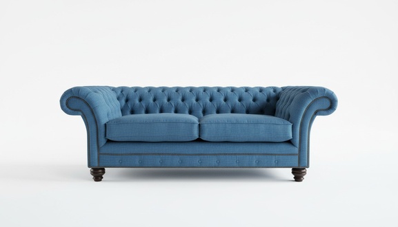 XXL Sofa 3 Sitzer Couch Chesterfield Polster Sitz Garnitur Leder Textil Blau