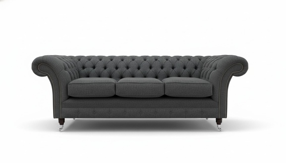 XXL Sofa 3 Sitzer Couch Chesterfield Polster Sitz Garnitur Leder Textil Grau