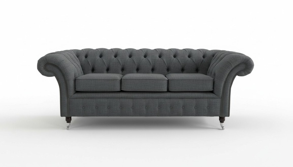 XXL Sofa 3 Sitzer Couch Chesterfield Polster Sitz Garnitur Leder Textil Grau