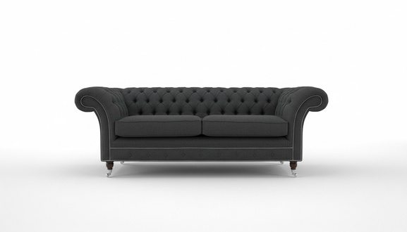 Sofa 3 Sitzer Couch Chesterfield Polster Sitz Garnitur Leder Textil Schwarz