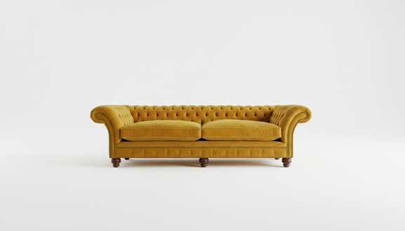 XXL Sofa 4 Sitzer Couch Chesterfield Polster Sitz Garnitur Leder Textil Gelbe