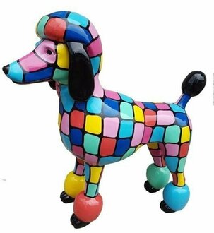 Abstrakte Pudel Figur Statue Skulptur 63cm Statue Skulpturen Bunte Skulptur