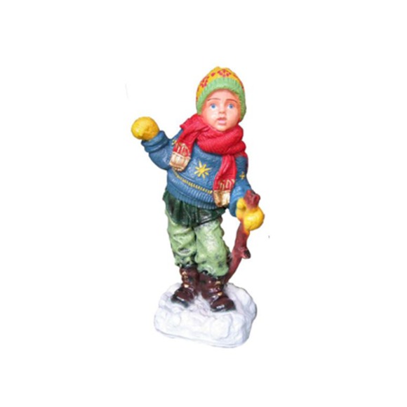 Junge Schnee Winter Figur Statue Deko Figuren Dekoration Garten Skulptur