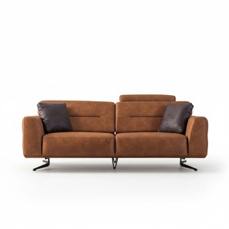 Zweisitzer Sofa 3 Sitzer Sofas Braun Kunstleder Wohnzimmer Luxus