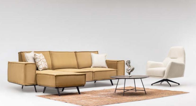 Sofagarnitur Sofa 4 Sitzer Sessel Hocker Stoffsofa Polstersofa Braun