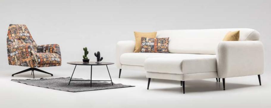 Eckgarnitur Ecksofa L form Stoffsofa Couch Sofa Beige Drehsessel Set