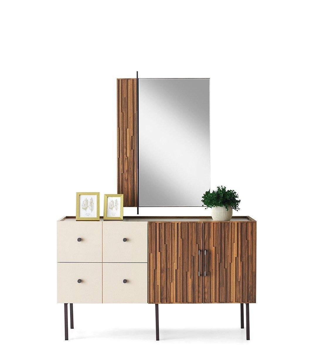 Moderner Weiß-Brauner Schrank Designer Kommode Luxuriöser Holzschrank