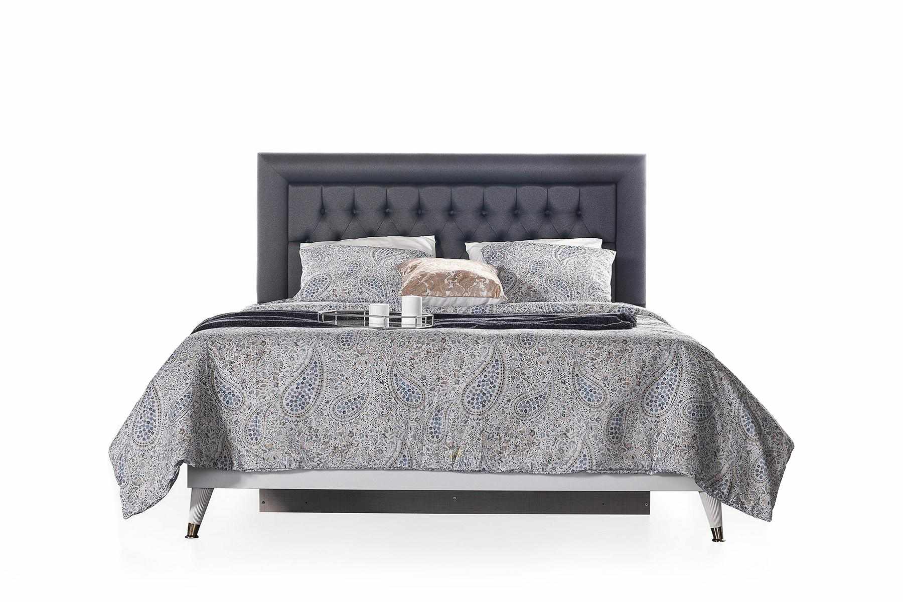 Chesterfield Doppelbett Bett mit Bettkasten Bettrahmen Grau Polster