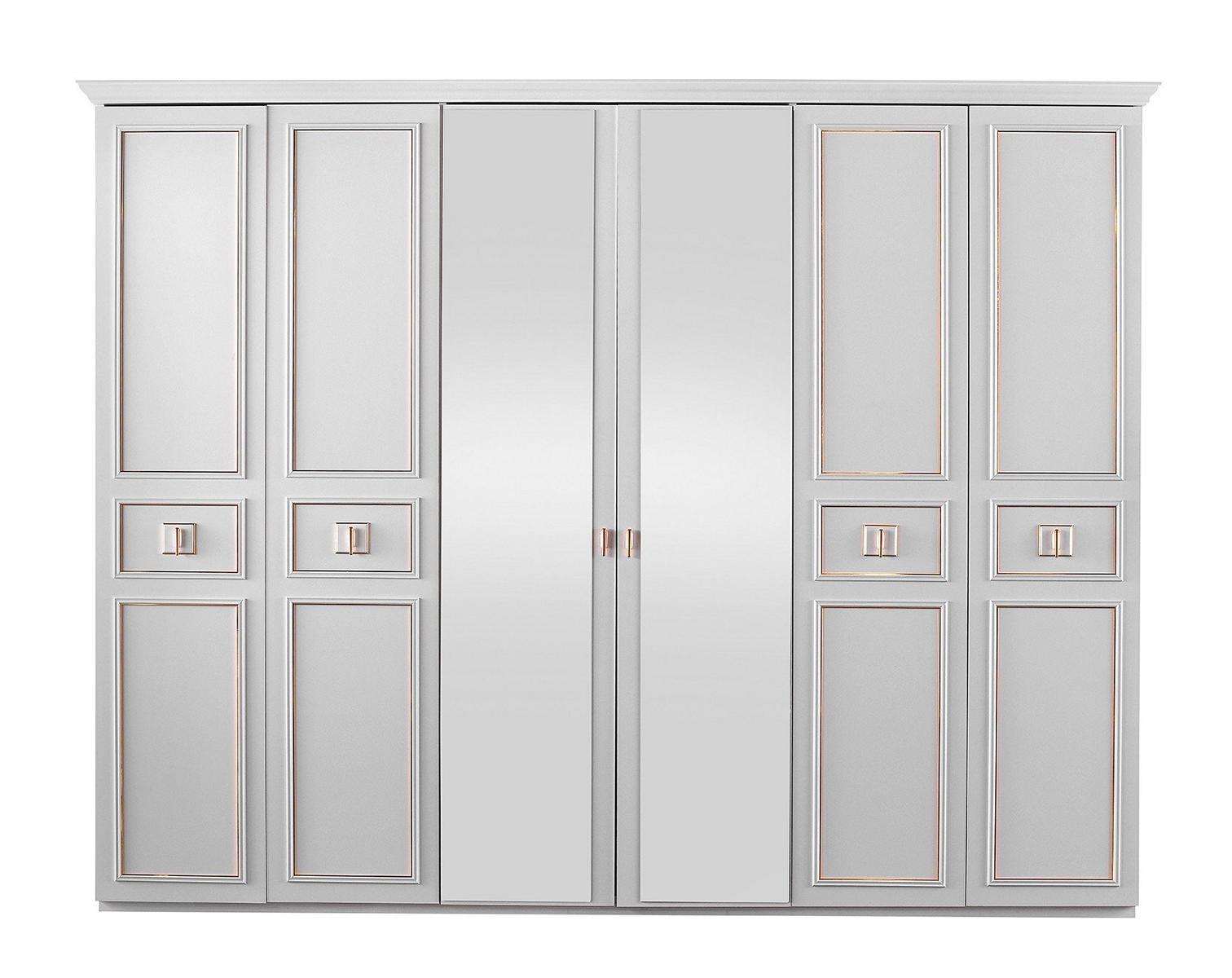 Schlafzimmerschrank Kleiderschrank Schrank Holzschrank Weiß Spiegel