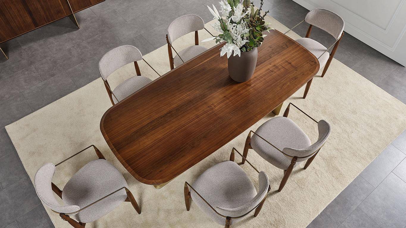 Modern Esszimmer Set Besteht aus Esstisch und 6x Stühle Braun 7tlg.