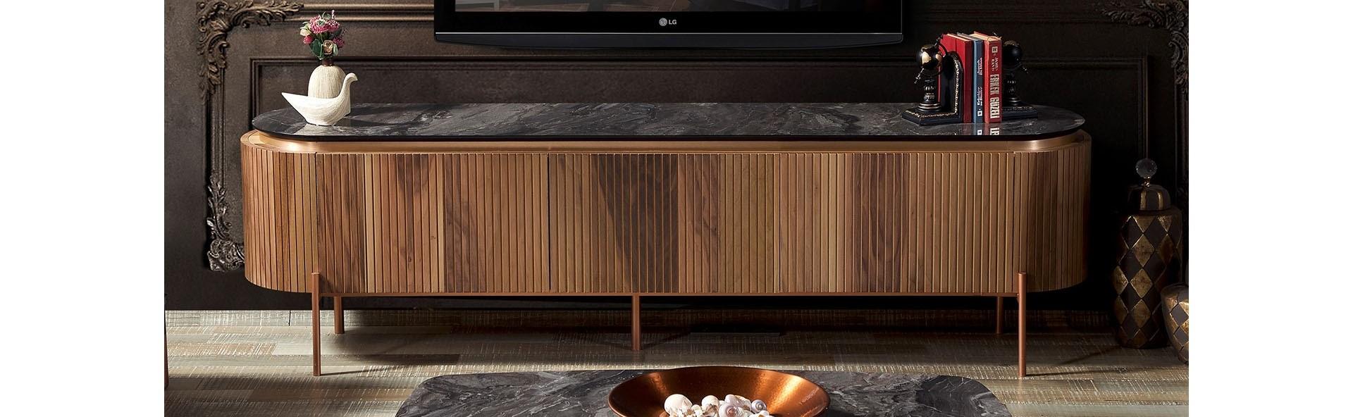 Stilvoll TV Lowboard Braun Farbe Luxuriös Möbel für Wohnzimmer Neuheit