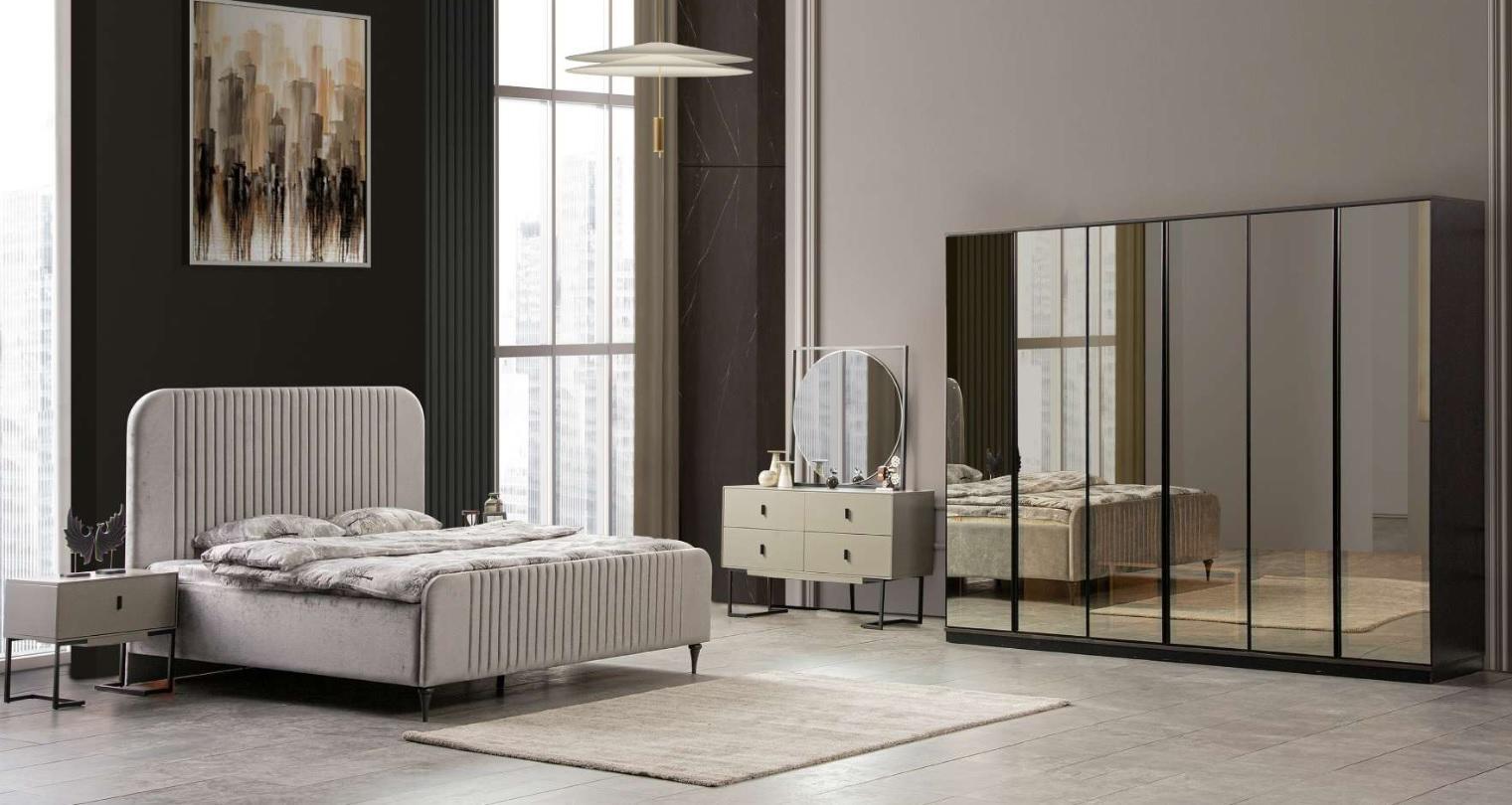 Bett 2x Nachttische Schlafzimmer Set Design Modern Luxus Set 5 tlg.