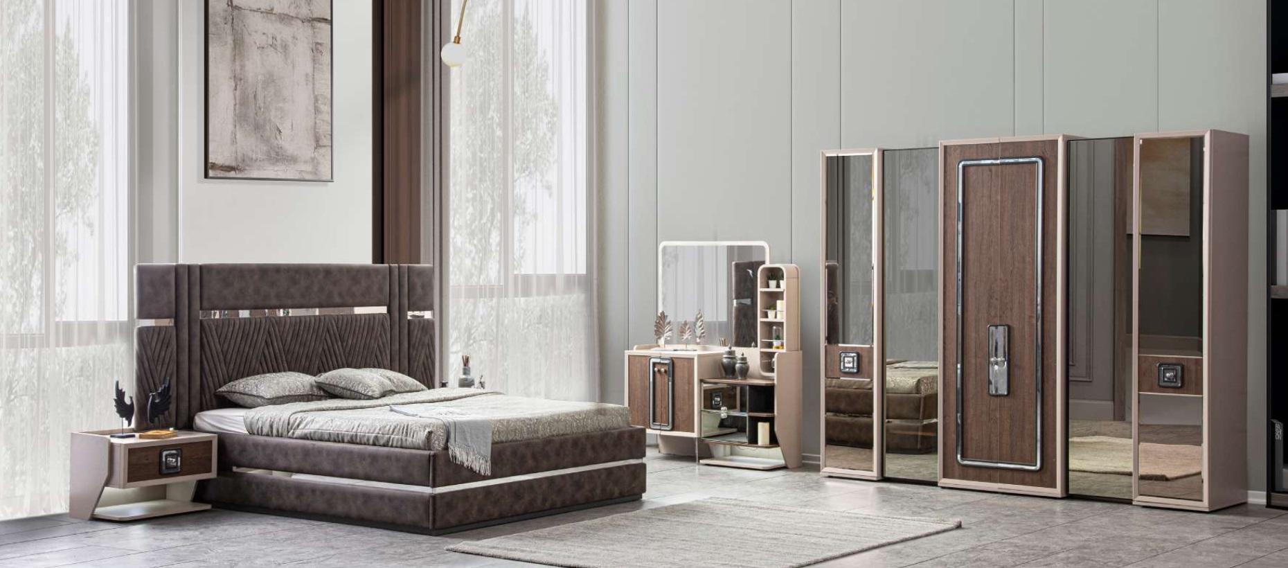 Bett 2x Nachttische 5tlg Schlafzimmer Design Modern Luxus Möbel Neu