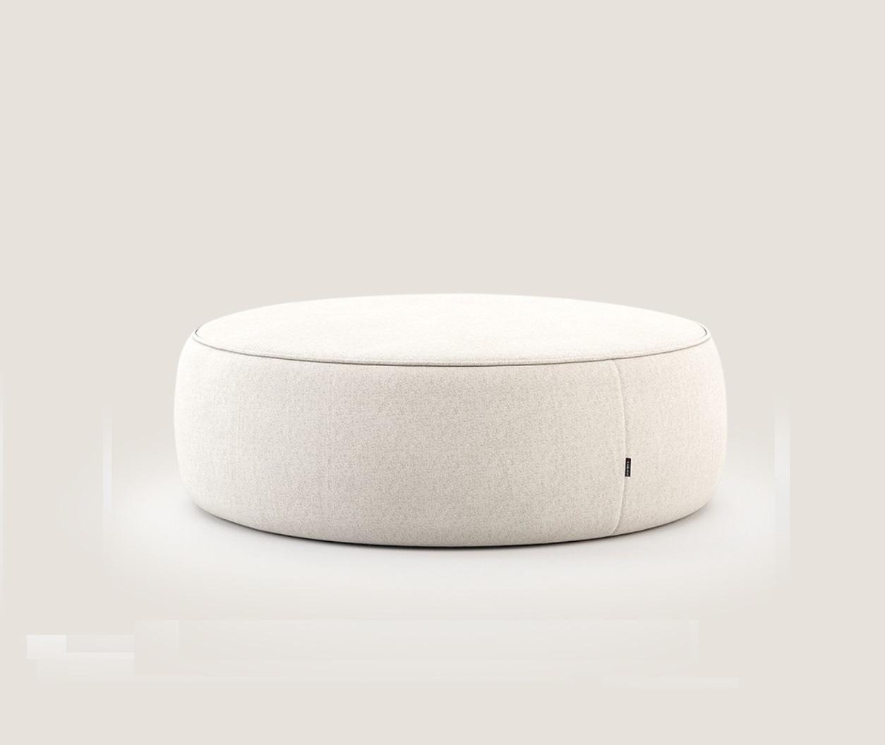 Weißer Luxus Polster Hocker Rundhocker Sitzmöbel Designer Stilvolle Möbel1