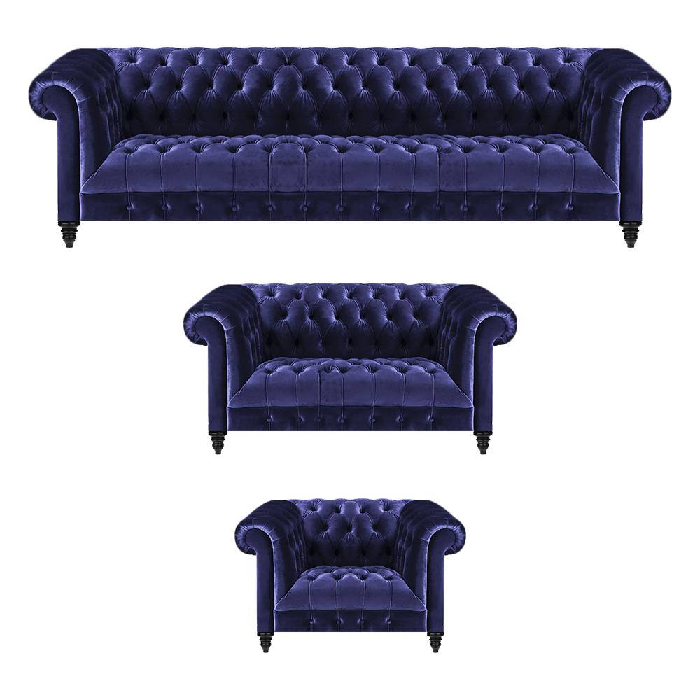 Garnitur 3tlg Sofas Set Polster Sofa Couch Chesterfield Sessel Wohnzimmer 4+2+1