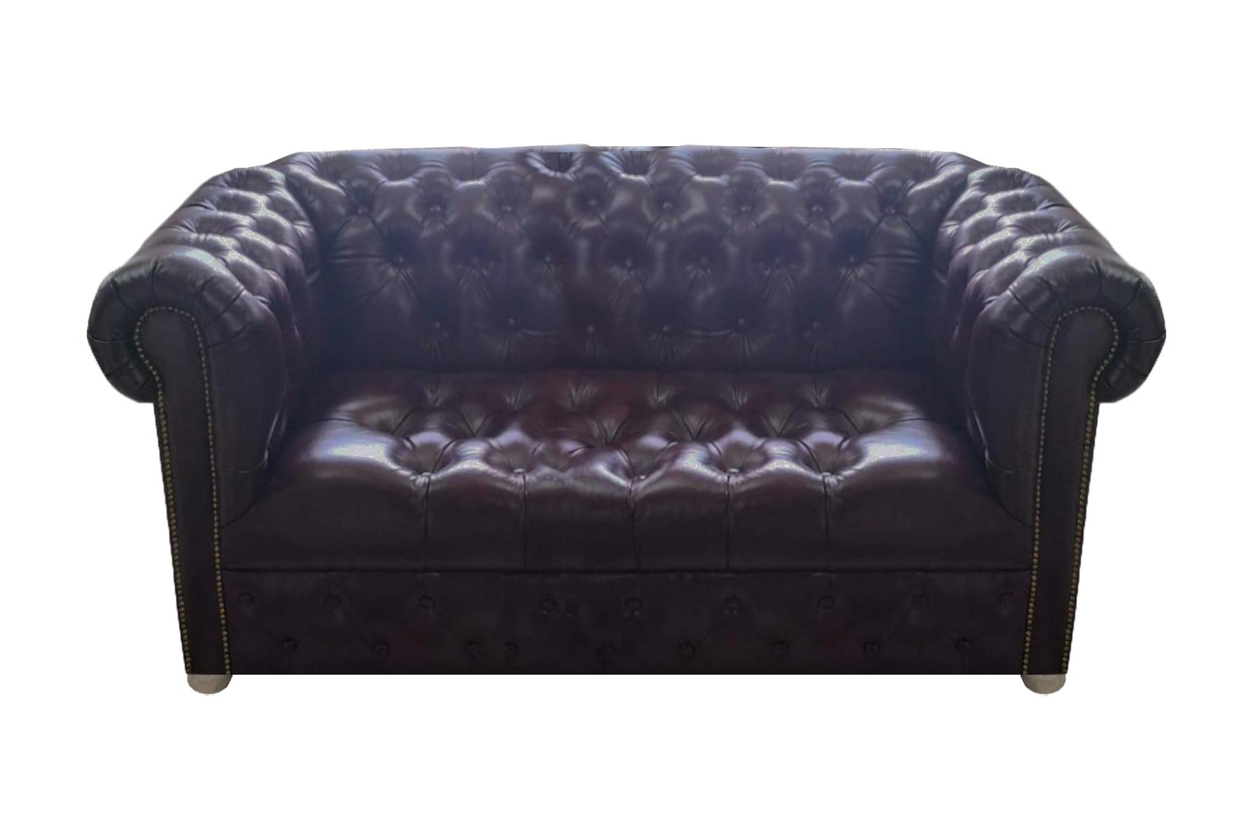 Sofa Zweisitzer Couch Chesterfield Wohnzimmer Leder Braun Polstermöbel