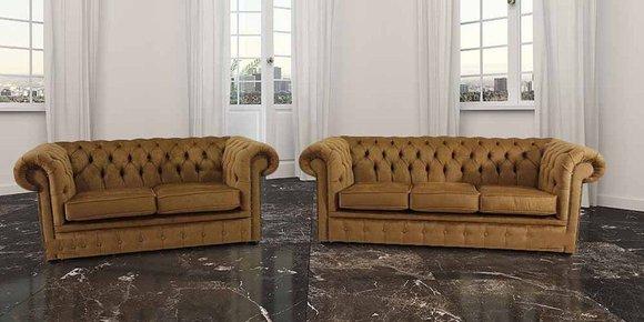 Chesterfield Couch Polster Sofas Sofa Couchen Leder Sofagarnitur 3+2 Neu #86