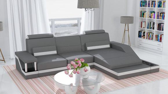 Ecksofa Wohnlandschaft Sofa Couch Eck Garnitur Leder Textil Stoff Hamburg VI