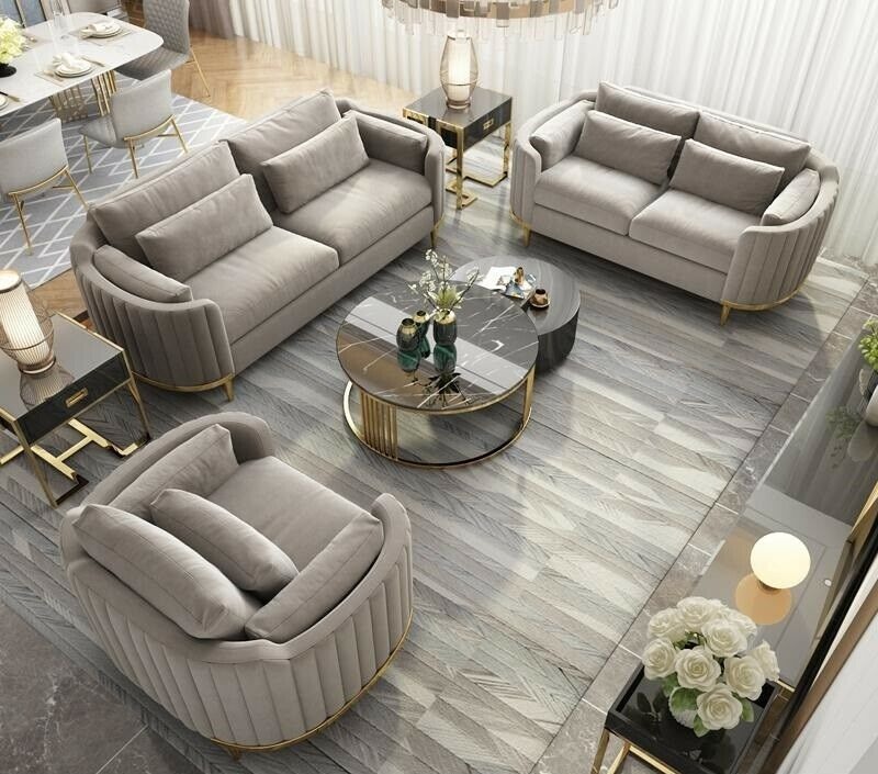 Sofagarnitur Designer 3+2+1 Sitzer Sofa Couch Stoff Garnitur Polster Set Modern