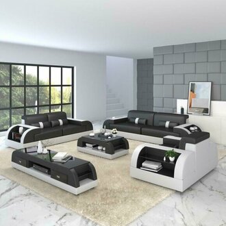 Sofagarnitur Couch Polster Sofa 3+1 Komplett Set Garnituren Design Leder 2tlg.