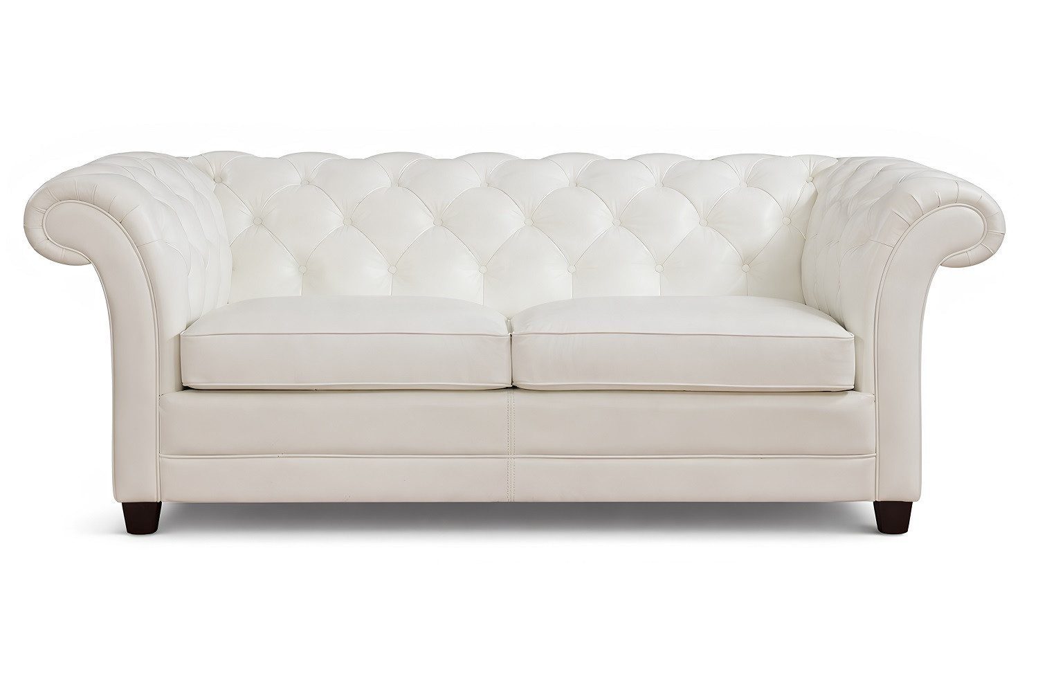 Elegantes Chesterfield 2-Sitzer Sofa aus Leder in Weiß Sofort