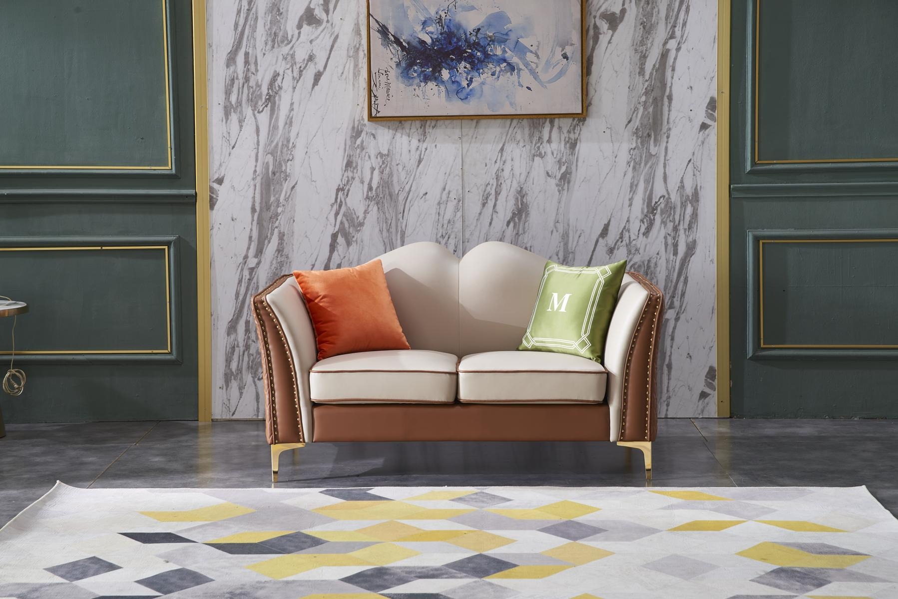 Klassische Zweisitzer 2er Sitzer Sofa Couch Polster Leder Couchen Sitz Möbel Neu