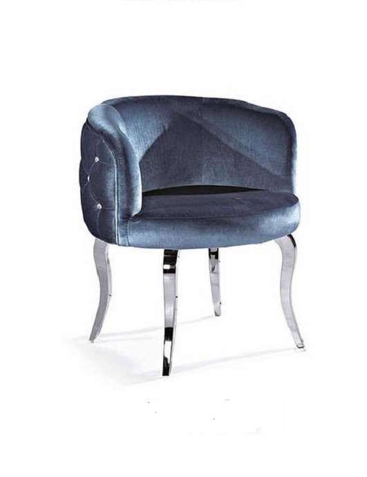 Design Stuhl Textil Ess Zimmer Edelstahl Sessel Stuhl Sitz Polster Lounge Club