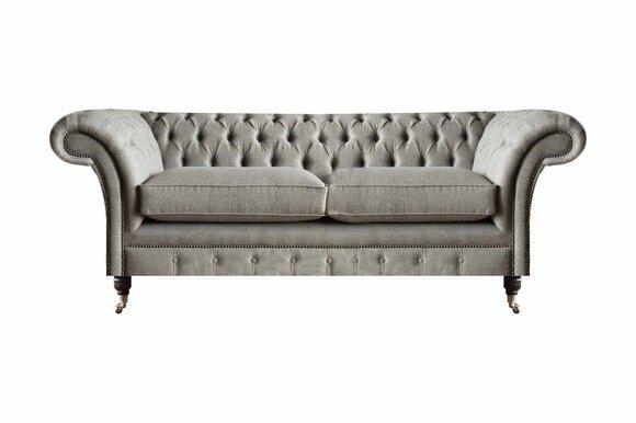 Graues Chesterfield Sofa Wohnzimmer Designer Textilcouchen Edle Möbel