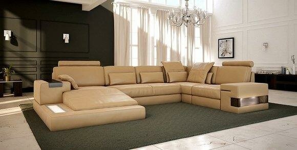 Ecksofa Couch Polster Couch Wohnlandschaft Eck Garnitur Ecke Leder Sofa