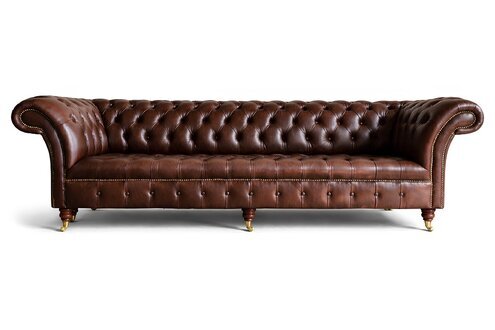 Chesterfield Braun Couch Sofa Polster 4 Sitzer Couchen Sitz 100% Leder Sofort