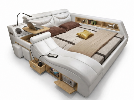 Design Bett xxl Big Leder Polster Betten Hotel 180x200cm Multifunktion