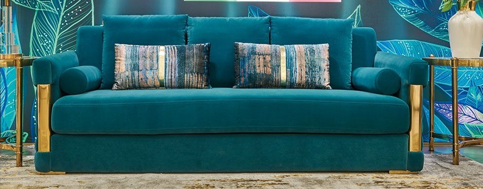 Edelstahl Dreisitzer Sofa 3 Sitzer Wohnlandschaft Sofas Polster Garnitur Textil