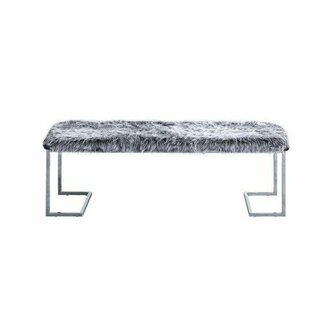 Designer Graue Polsterbank Schlafzimmer Edelstahlbank Luxuriöse Möbel