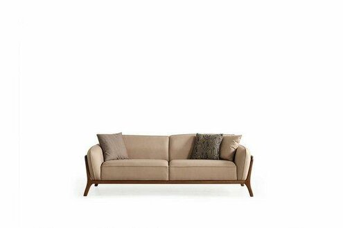 Moderne Beige Textilcouch Designer Möbel Wohnzimmer Edle Polstersofas
