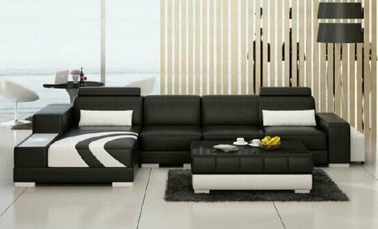 Wohnlandschaft Polster Ecke Eck Sofa Couch Garnitur Landschaft Leder
