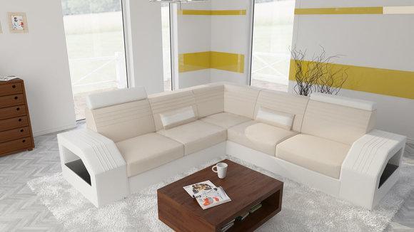 Designer Sofa Couch Ecksofa Leder Textil Polster Garnitur Wohnlandschaft