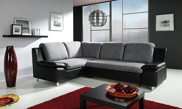 Ecksofa Eck Wahl Leder Stoff Polster Textil Couch Sofa Ecke Garnitur Kasten