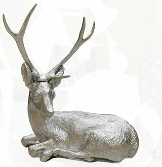 Silber Figur Statue Elch Statuen Dekoration Figuren Abstrakte Skulptur 75cm