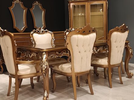 Design Esszimmer Komplett Esstisch + 6x Stühle Klassisch Möbel Holztisch Sofort