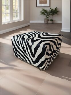 Hocker Sitzhocker Zebramuster Sitzwürfel Stoff Polster Wohnzimmer Sitz Sofort