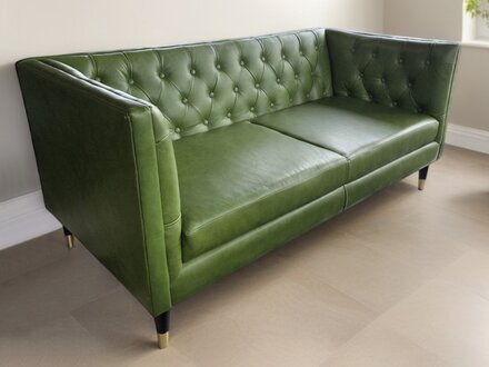 Chesterfield Sofa 3 Sitzer Grün Couch Garnitur Leder Sofort