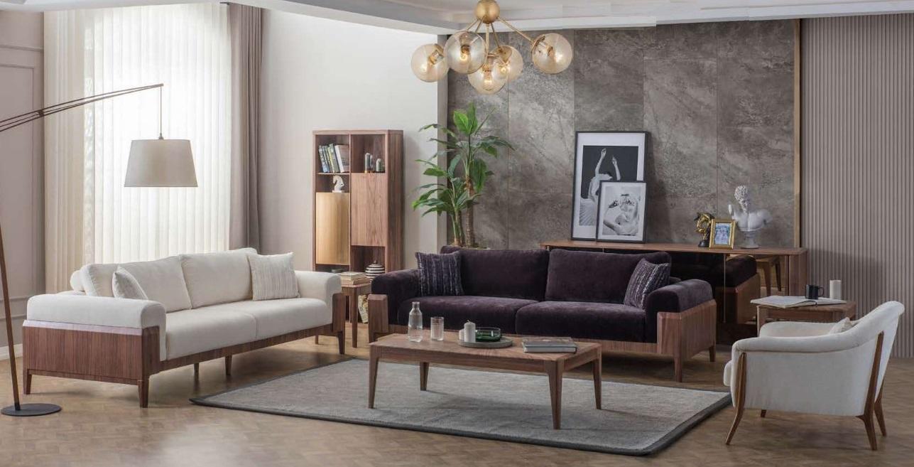 Mehrfarbige Sofagarnitur Designer Weißer 3-Sitzer Luxus Polstersessel