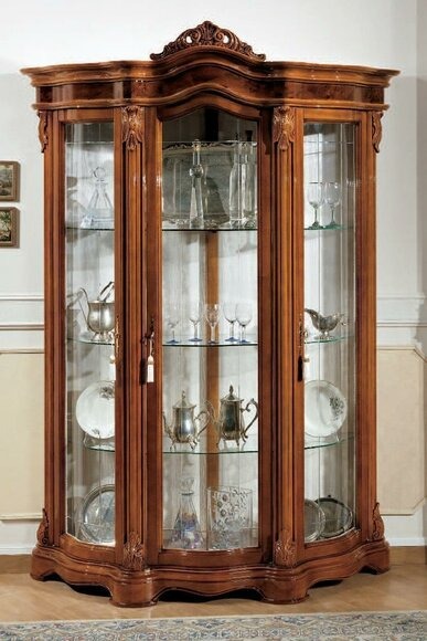 Vitrinen Glas Schrank Vitrine Wohnzimmer Holz Anrichte Italienische Möbel Regal; Neu