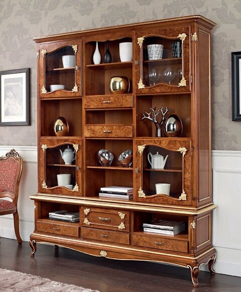 Bücher Regal braun Vitrinen Schrank Bücherschrank Vitrine Bücherregal Regale, Neu.