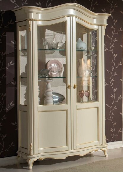Vitrine Italienische Luxus Möbel Vitrinen Kommodenschrank Glas Design Schrank; Neu