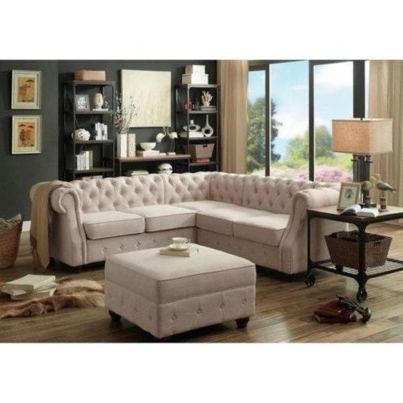 Chesterfield Couch Polster Sofas Klassischer Textil Schaffhau Ecksofa - 340