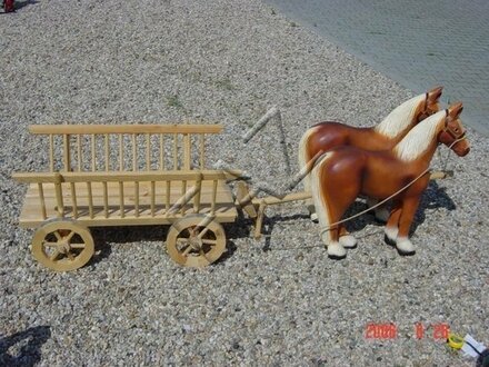 Design Pferd mit Wagen Figur Garten Statue Skulptur Figuren Skulpturen