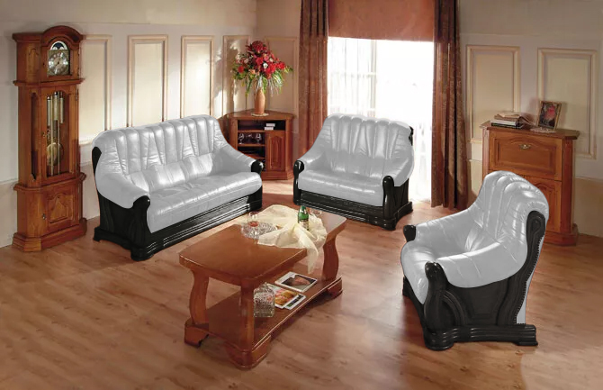 Klassisch Ledersofa Couch Sofagarnitur 3+1+1 Sitzer Italienisches Leder Sofort