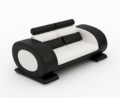 2-Sitzer Ledersofa mit Hocker  Modernes Design Sofa Set R7004D Sofort